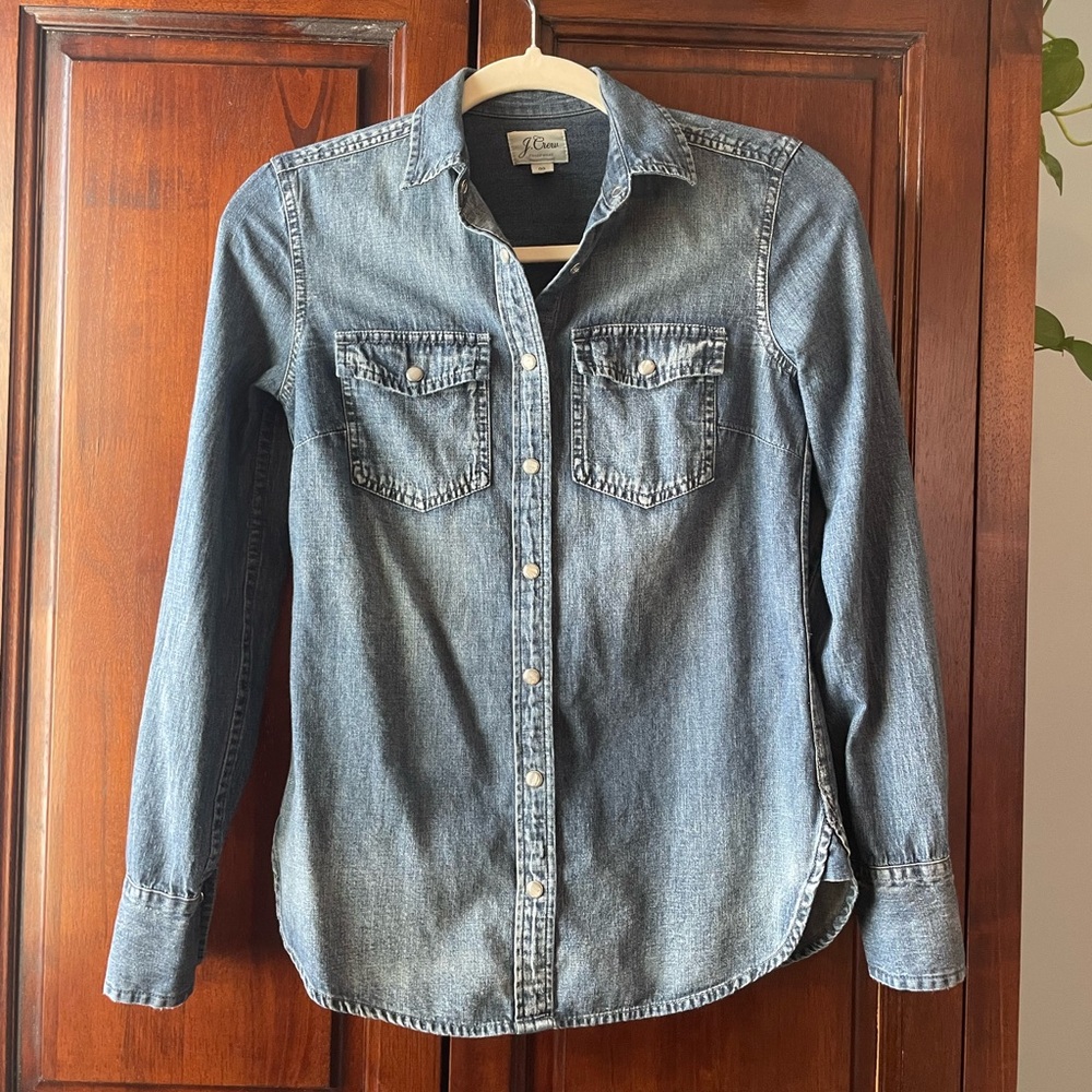 J. Crew Pearl Snap Denim Shirt